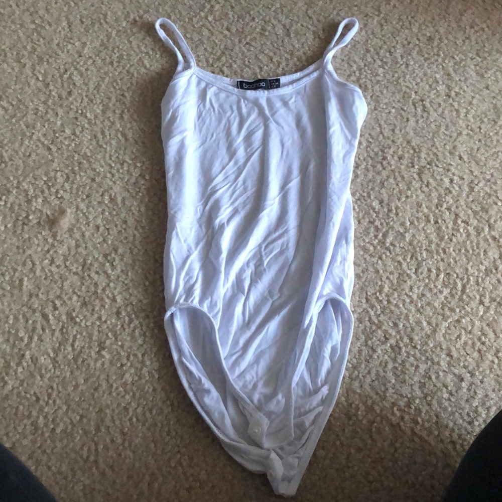 White Boohoo tank bodysuit